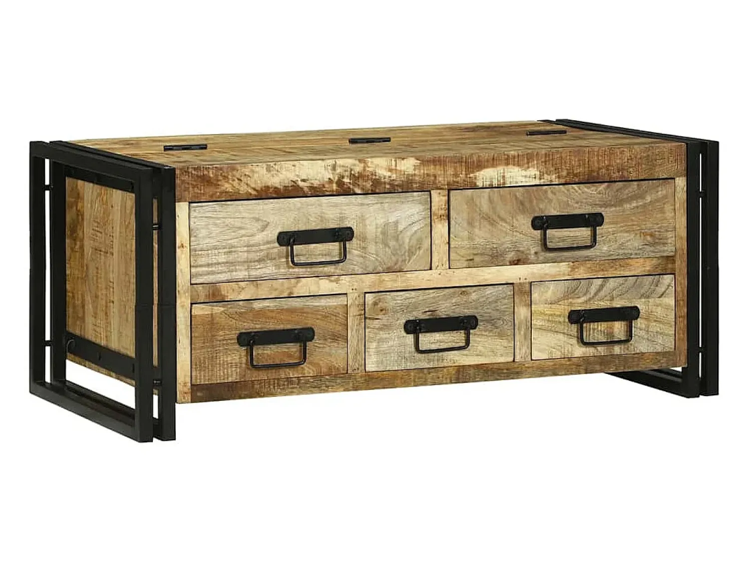 Mesa De Centro* Mesa de centro | Mesa de apoio | Mesa de café Madeira de mangueira áspera maciça Castanho
