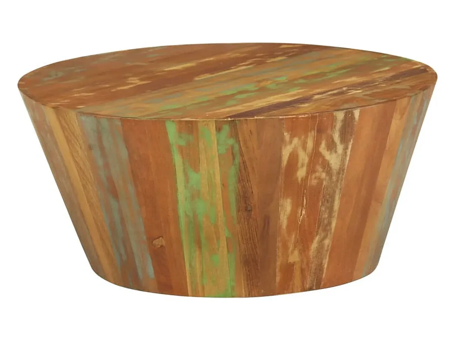 Mesa De Centro| Mesa de centro | Mesa de apoio Ø65x31 cm madeira recuperada maciça Multicor