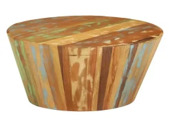 Mesa De Centro| Mesa de centro | Mesa de apoio Ø65x31 cm madeira recuperada maciça Multicor