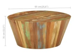 Mesa De Centro| Mesa de centro | Mesa de apoio Ø65x31 cm madeira recuperada maciça Multicor