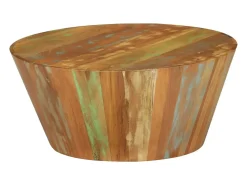 Mesa De Centro| Mesa de centro | Mesa de apoio Ø65x31 cm madeira recuperada maciça Multicor