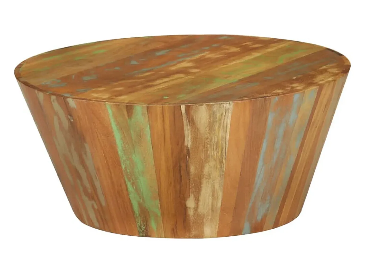 Mesa De Centro| Mesa de centro | Mesa de apoio Ø65x31 cm madeira recuperada maciça Multicor