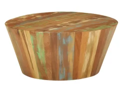 Mesa De Centro| Mesa de centro | Mesa de apoio Ø65x31 cm madeira recuperada maciça Multicor