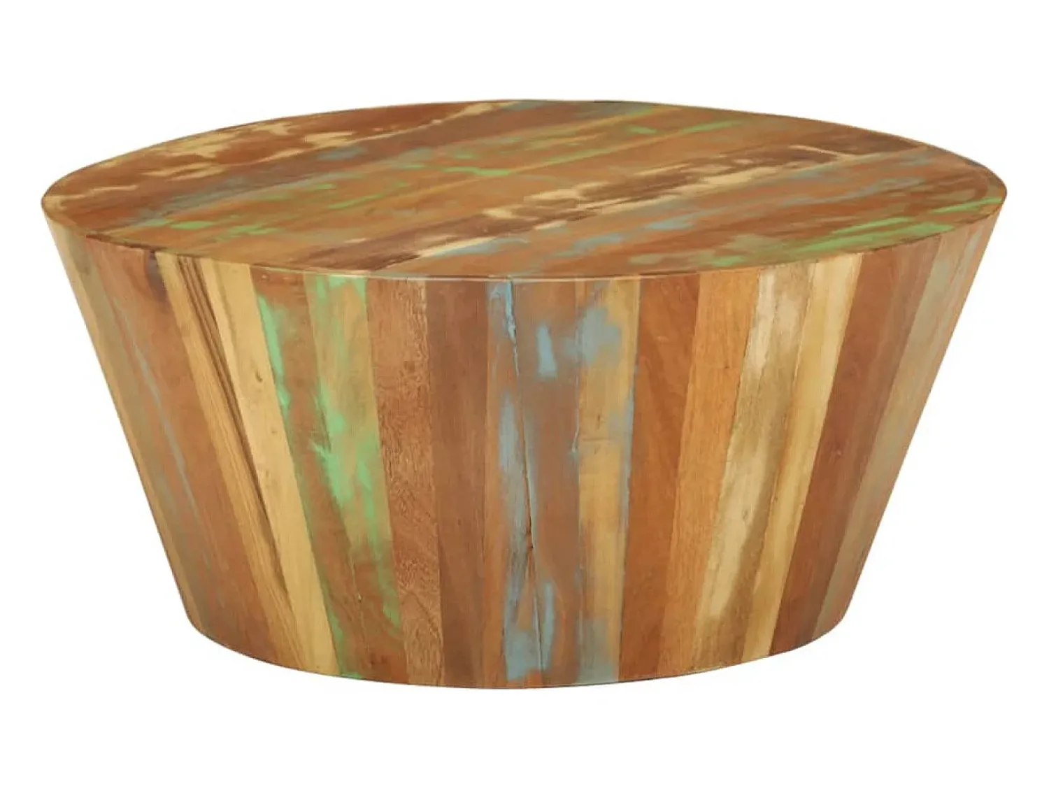 Mesa De Centro| Mesa de centro | Mesa de apoio Ø65x31 cm madeira recuperada maciça Multicor