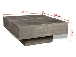 Mesa De Centro| Mesa de centro | Mesa de apoio quadrada em madeira de mangueira escuro Castanho