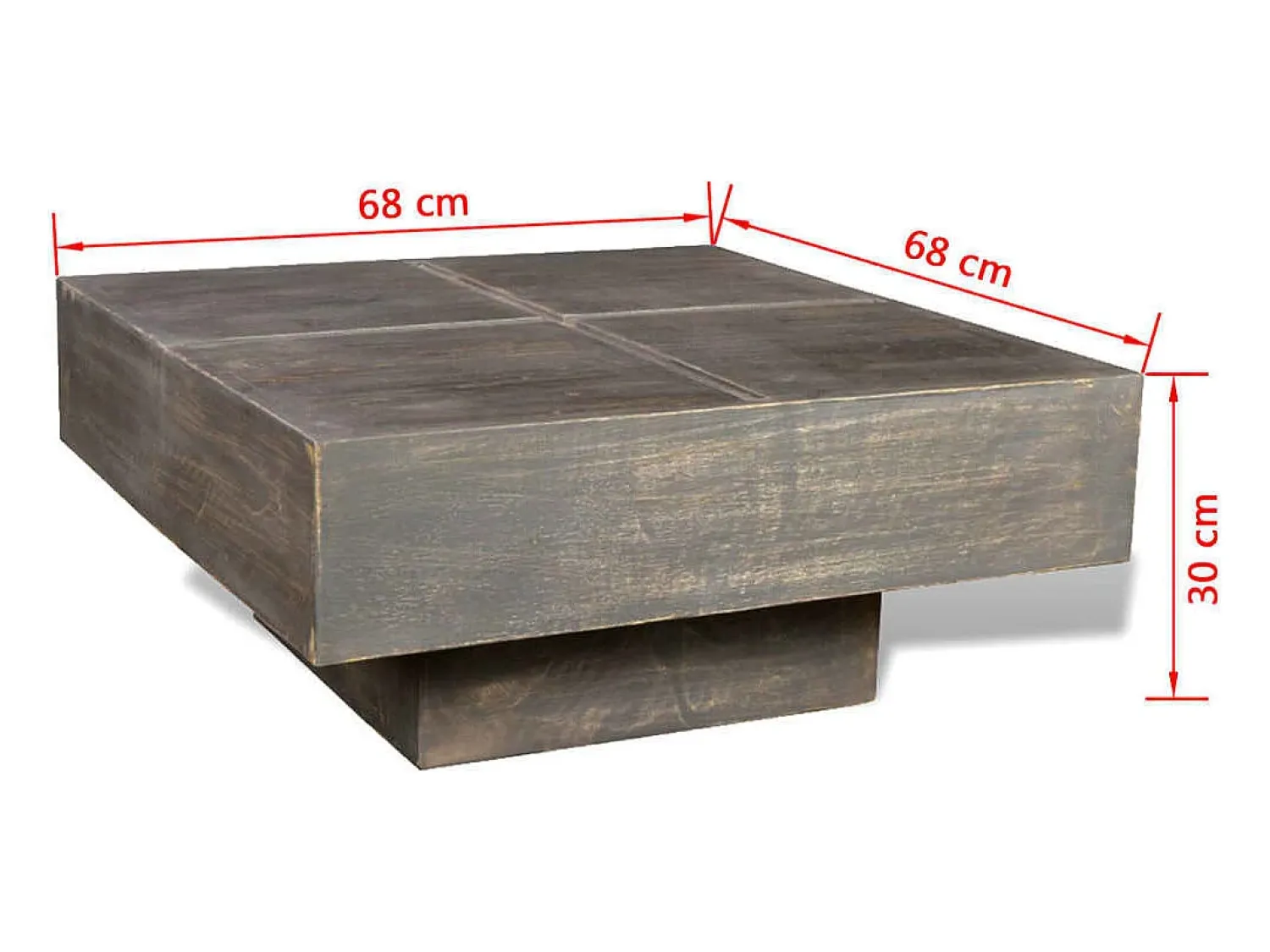 Mesa De Centro| Mesa de centro | Mesa de apoio quadrada em madeira de mangueira escuro Castanho