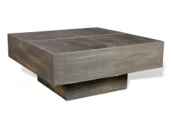Mesa De Centro| Mesa de centro | Mesa de apoio quadrada em madeira de mangueira escuro Castanho