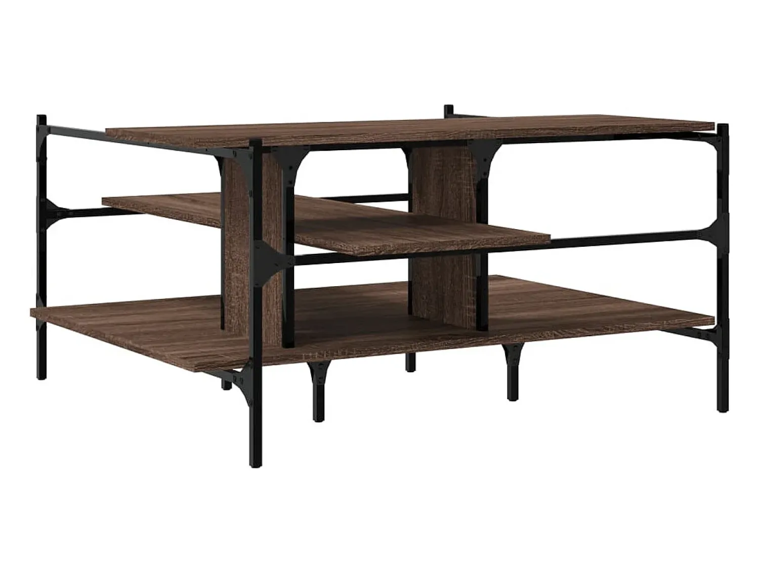 Mesa de centro | Mesa de apoio 100x100x48.5 cm derivados madeira carvalho^ Mesa De Centro