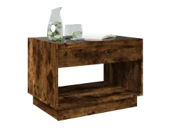 Mesa De Centro* Mesa de centro | Mesa de apoio luzes LED Infinity 70x50x50 cm carvalho fumado Castanho