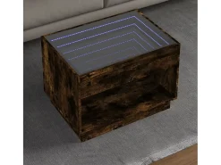 Mesa De Centro* Mesa de centro | Mesa de apoio luzes LED Infinity 70x50x50 cm carvalho fumado Castanho