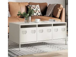 Mesa De Centro* Mesa de centro | Mesa de apoio 101.5x50x43.5 cm aço laminado a frio Branco