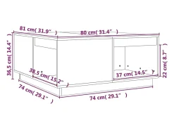 Sale Mesa de centro | Mesa de apoio 80x81x36.5 cm madeira de pinho maciça Cinzento