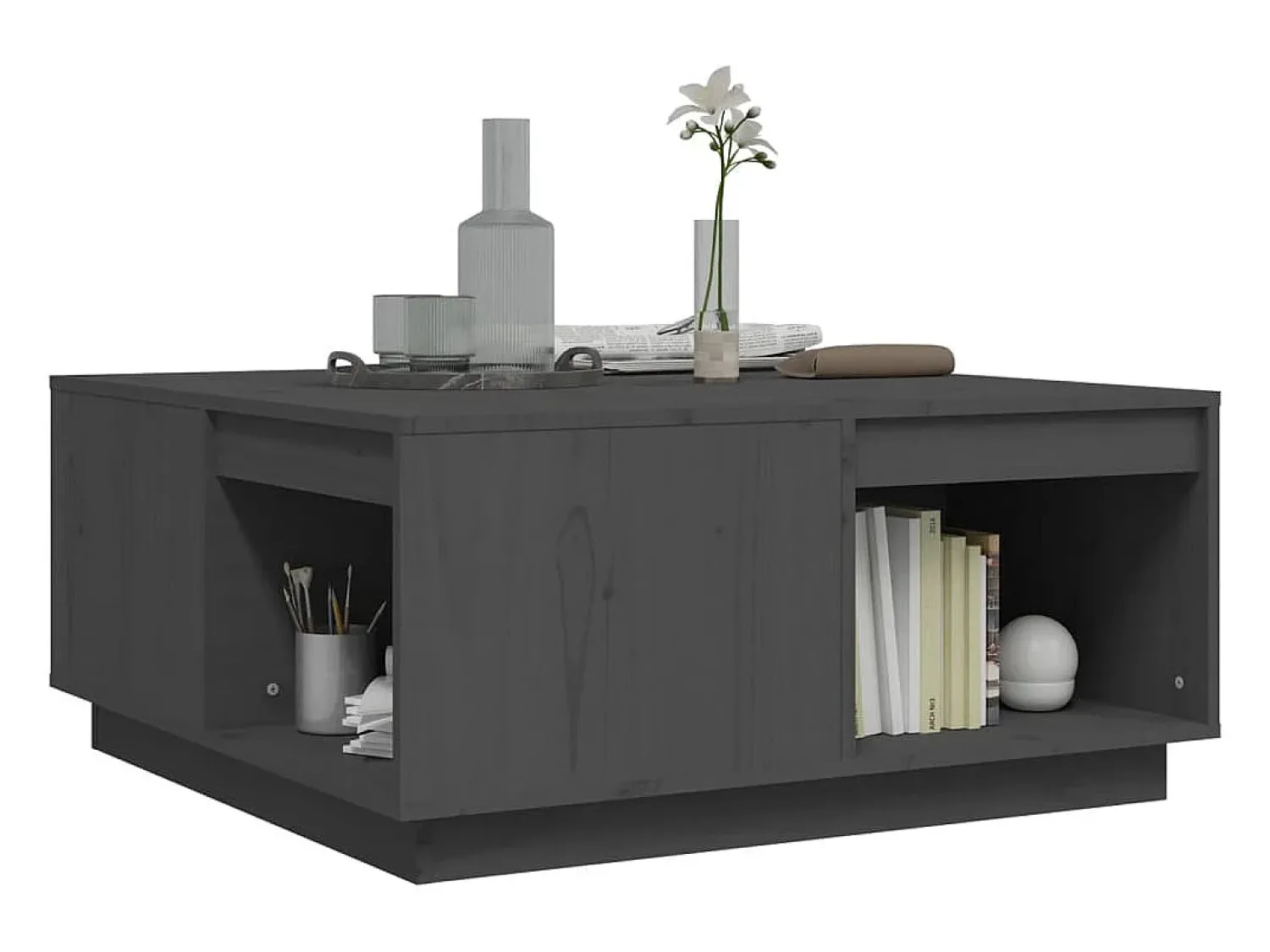 Sale Mesa de centro | Mesa de apoio 80x81x36.5 cm madeira de pinho maciça Cinzento