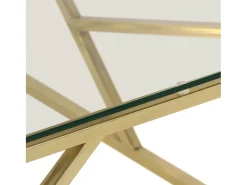 Mesa De Centro| Mesa de centro | Mesa de apoio aço inoxidável e vidro temperado dourado Cor de laranja