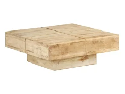 Mesa De Centro* Mesa de centro | Mesa de apoio | Mesa de café 80x80x28 cm madeira de mangueira maciça Castanho