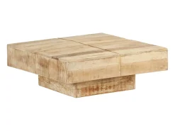 Mesa De Centro* Mesa de centro | Mesa de apoio | Mesa de café 80x80x28 cm madeira de mangueira maciça Castanho