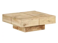 Mesa De Centro* Mesa de centro | Mesa de apoio | Mesa de café 80x80x28 cm madeira de mangueira maciça Castanho