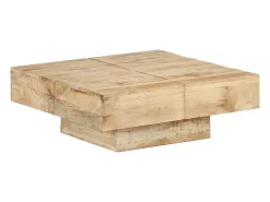 Mesa De Centro* Mesa de centro | Mesa de apoio | Mesa de café 80x80x28 cm madeira de mangueira maciça Castanho
