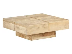 Mesa De Centro* Mesa de centro | Mesa de apoio | Mesa de café 80x80x28 cm madeira de mangueira maciça Castanho