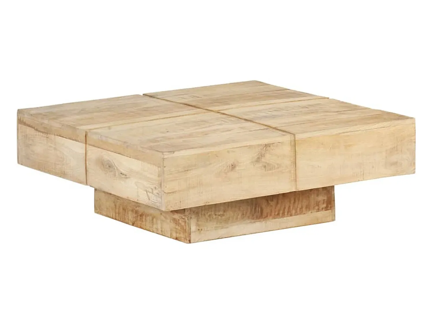 Mesa De Centro* Mesa de centro | Mesa de apoio | Mesa de café 80x80x28 cm madeira de mangueira maciça Castanho