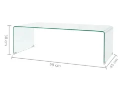 Outlet Mesa de centro | Mesa de apoio | Mesa de café em vidro temperado 98x45x30cm Transparente