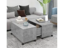 Mesa De Centro| Mesa de centro | Mesa de apoio 75x75x38 cm contraplacado cimento Cinzento