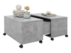 Mesa De Centro| Mesa de centro | Mesa de apoio 75x75x38 cm contraplacado cimento Cinzento