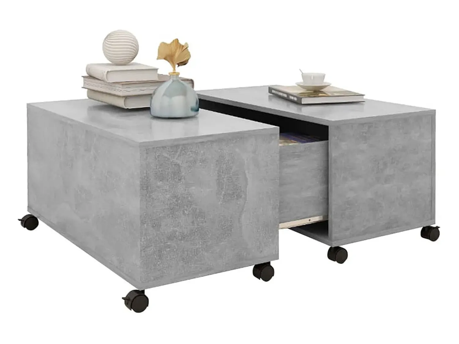 Mesa De Centro| Mesa de centro | Mesa de apoio 75x75x38 cm contraplacado cimento Cinzento