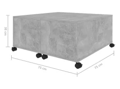 Mesa De Centro| Mesa de centro | Mesa de apoio 75x75x38 cm contraplacado cimento Cinzento