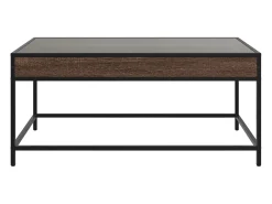 Mesa De Centro| Mesa de centro | Mesa de apoio luzes LED Infinity 90x50x41 cm carvalho Castanho