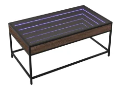 Mesa De Centro| Mesa de centro | Mesa de apoio luzes LED Infinity 90x50x41 cm carvalho Castanho