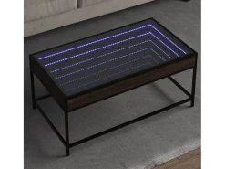 Mesa De Centro| Mesa de centro | Mesa de apoio luzes LED Infinity 90x50x41 cm carvalho Castanho