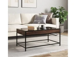 Mesa De Centro| Mesa de centro | Mesa de apoio luzes LED Infinity 90x50x41 cm carvalho Castanho