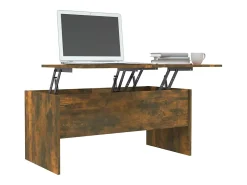 Mesa De Centro| Mesa de centro | Mesa de apoio 102x50.5x46.5 cm madeira processada carvalho fumado Castanho