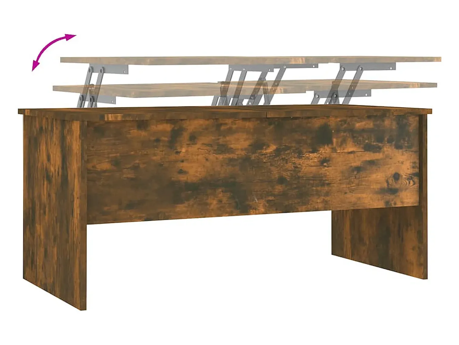 Mesa De Centro| Mesa de centro | Mesa de apoio 102x50.5x46.5 cm madeira processada carvalho fumado Castanho