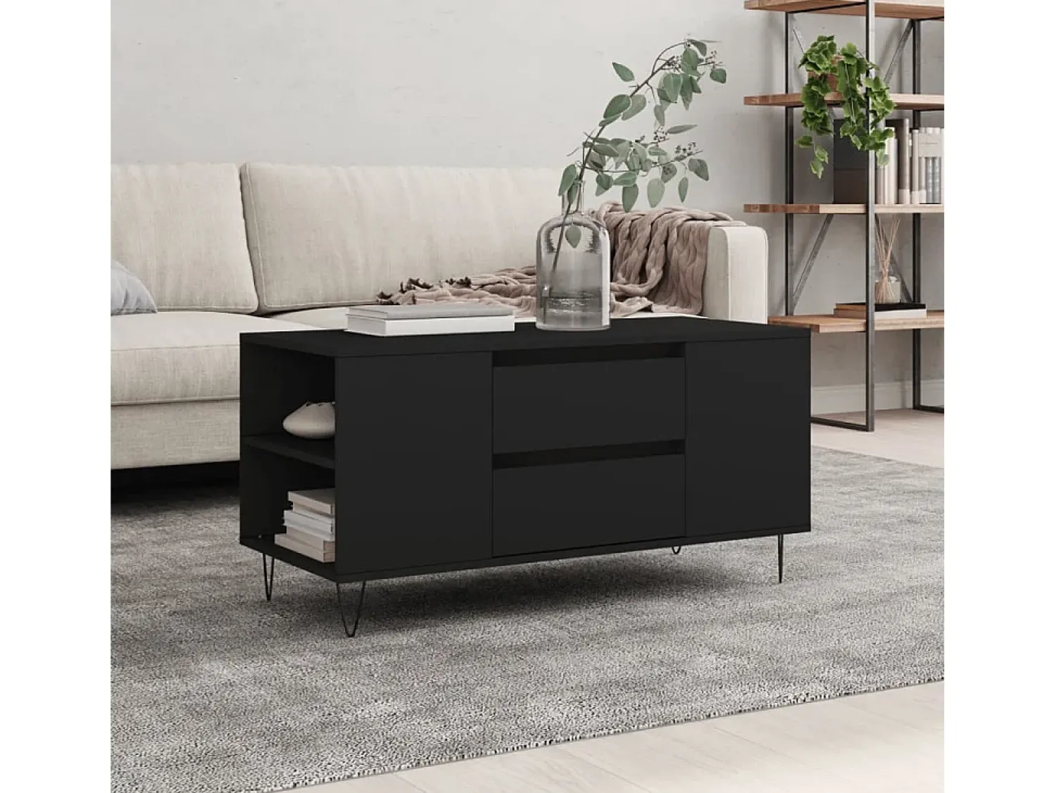 Online Mesa de centro | Mesa de apoio 102x44.5x50 cm derivados de madeira Preto