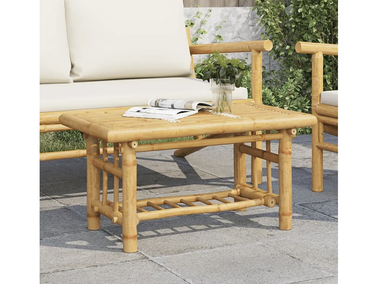 Mesa De Centro| Mesa de centro | Mesa de apoio | Mesa de café 70x45x36 cm bambu Castanho
