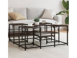 Mesa de centro | Mesa de apoio 91x91x40 cm derivados madeira carvalho^ Mesa De Centro
