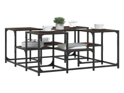 Mesa de centro | Mesa de apoio 91x91x40 cm derivados madeira carvalho^ Mesa De Centro