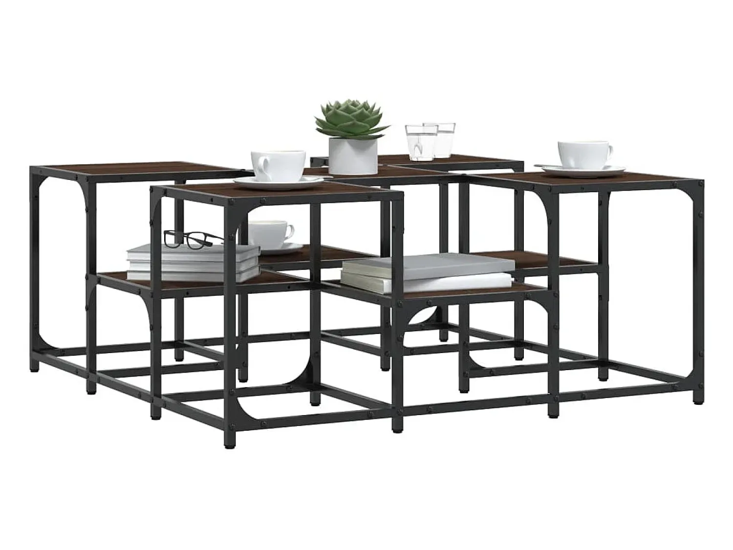 Mesa de centro | Mesa de apoio 91x91x40 cm derivados madeira carvalho^ Mesa De Centro