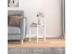 Mesa De Centro| Mesa de centro | Mesa de apoio Ø 42.5x45 cm madeira de pinho maciça Branco
