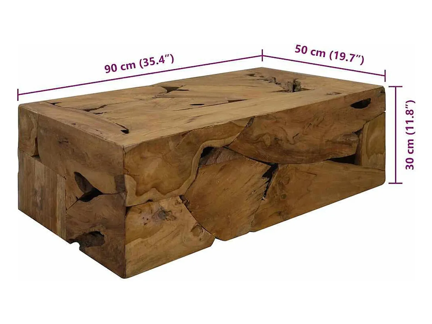 Mesa De Centro| Mesa de centro | Mesa de apoio | Mesa de café 90x50x30 cm teca genuína Castanho