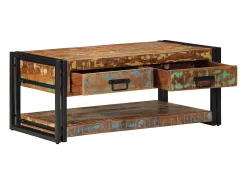 Mesa De Centro* Mesa de centro | Mesa de apoio 90x50x38 cm madeira maciça recuperada Multicor
