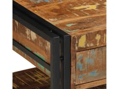 Mesa De Centro* Mesa de centro | Mesa de apoio 90x50x38 cm madeira maciça recuperada Multicor