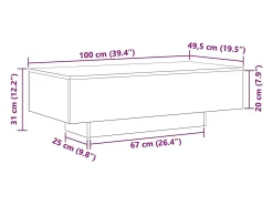 Mesa De Centro* Mesa de centro | Mesa de apoio Carvalho 100x49.5x31 cm Preto