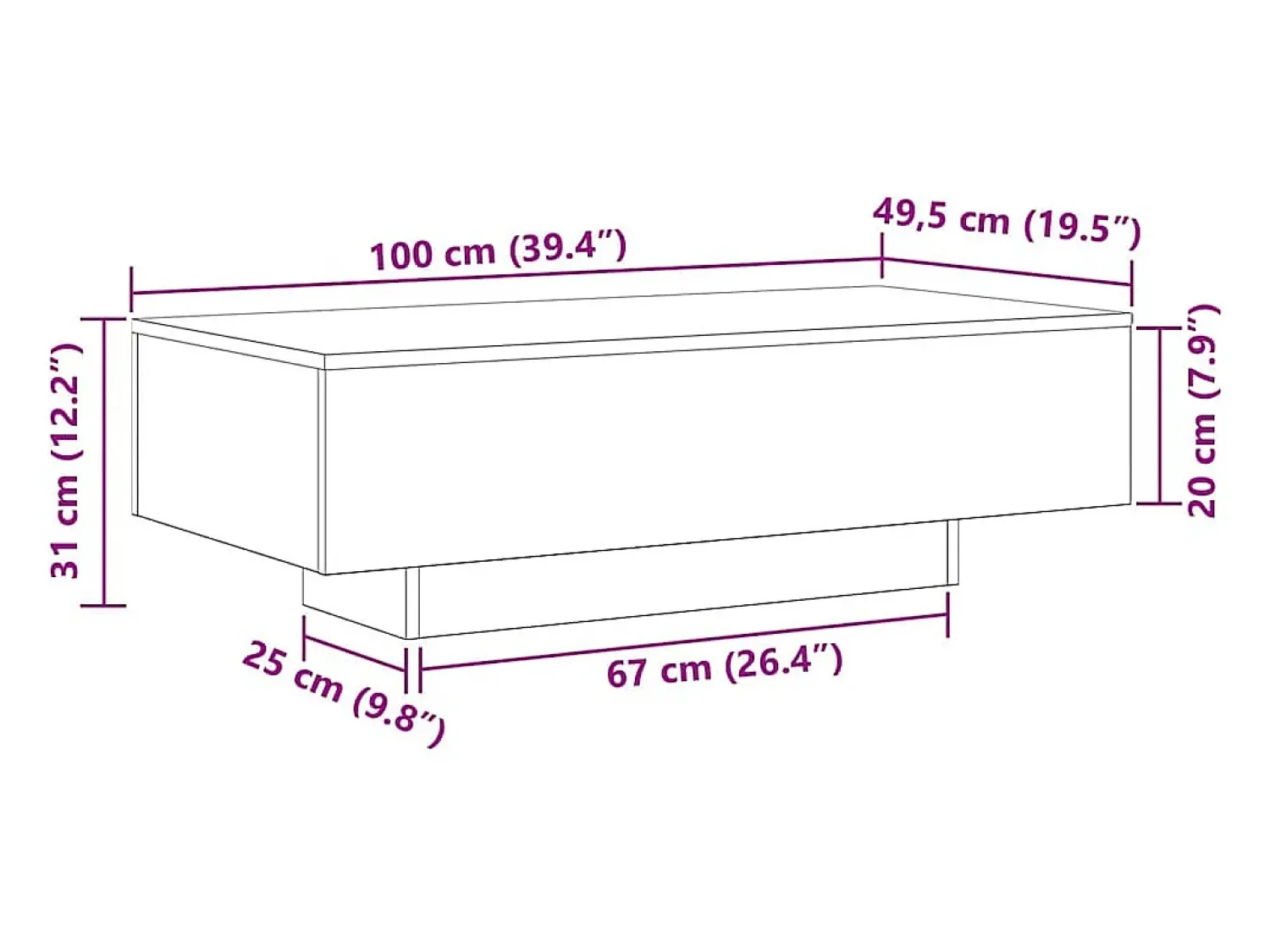 Mesa De Centro* Mesa de centro | Mesa de apoio Carvalho 100x49.5x31 cm Preto