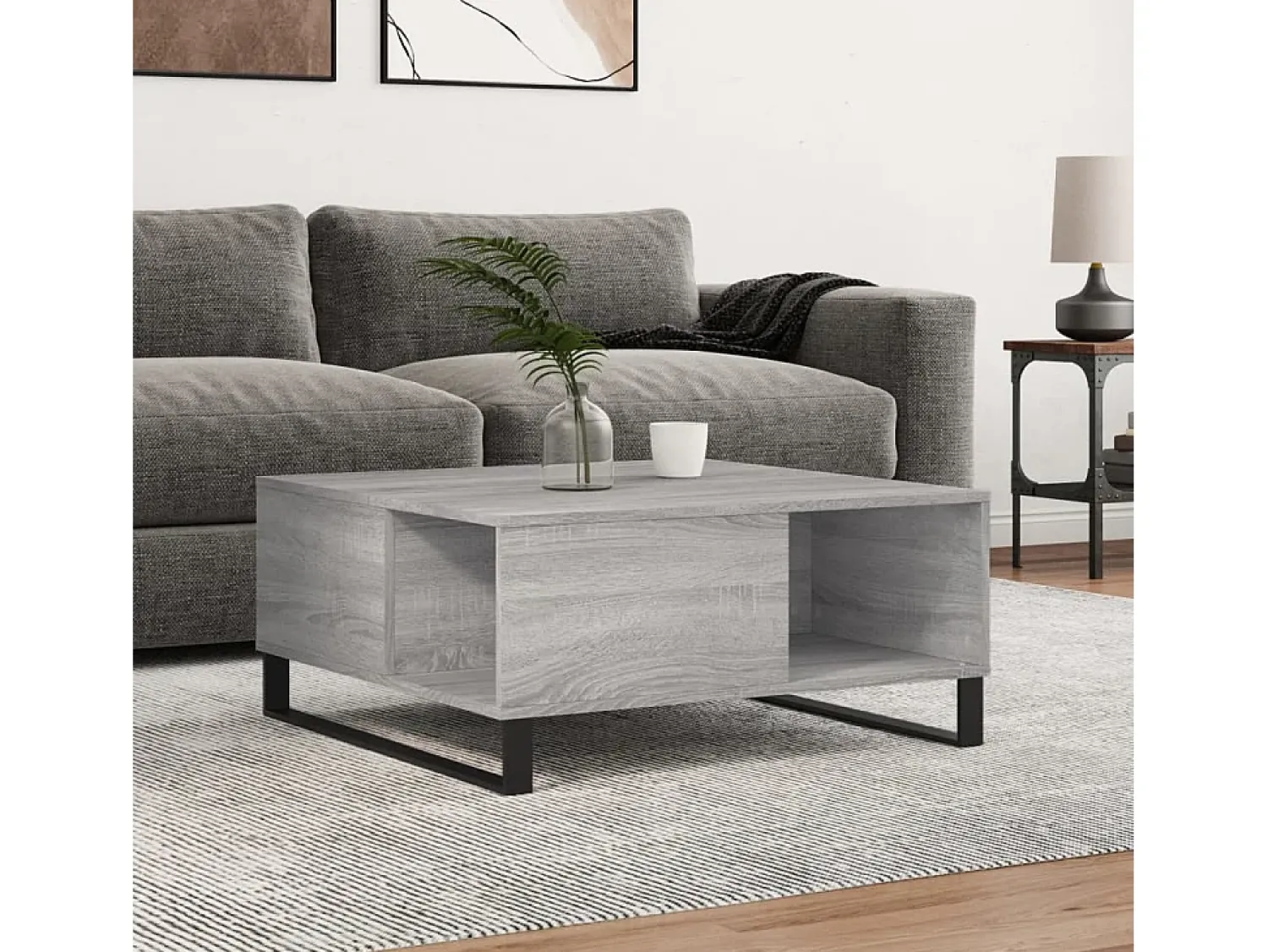 Mesa de centro | Mesa de apoio 80x80x36.5 cm derivados madeira sonoma^ Mesa De Centro