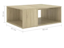 Mesa de centro | Mesa de apoio 90x67x33 cm derivados de madeira carvalho sonoma^ Mesa De Centro