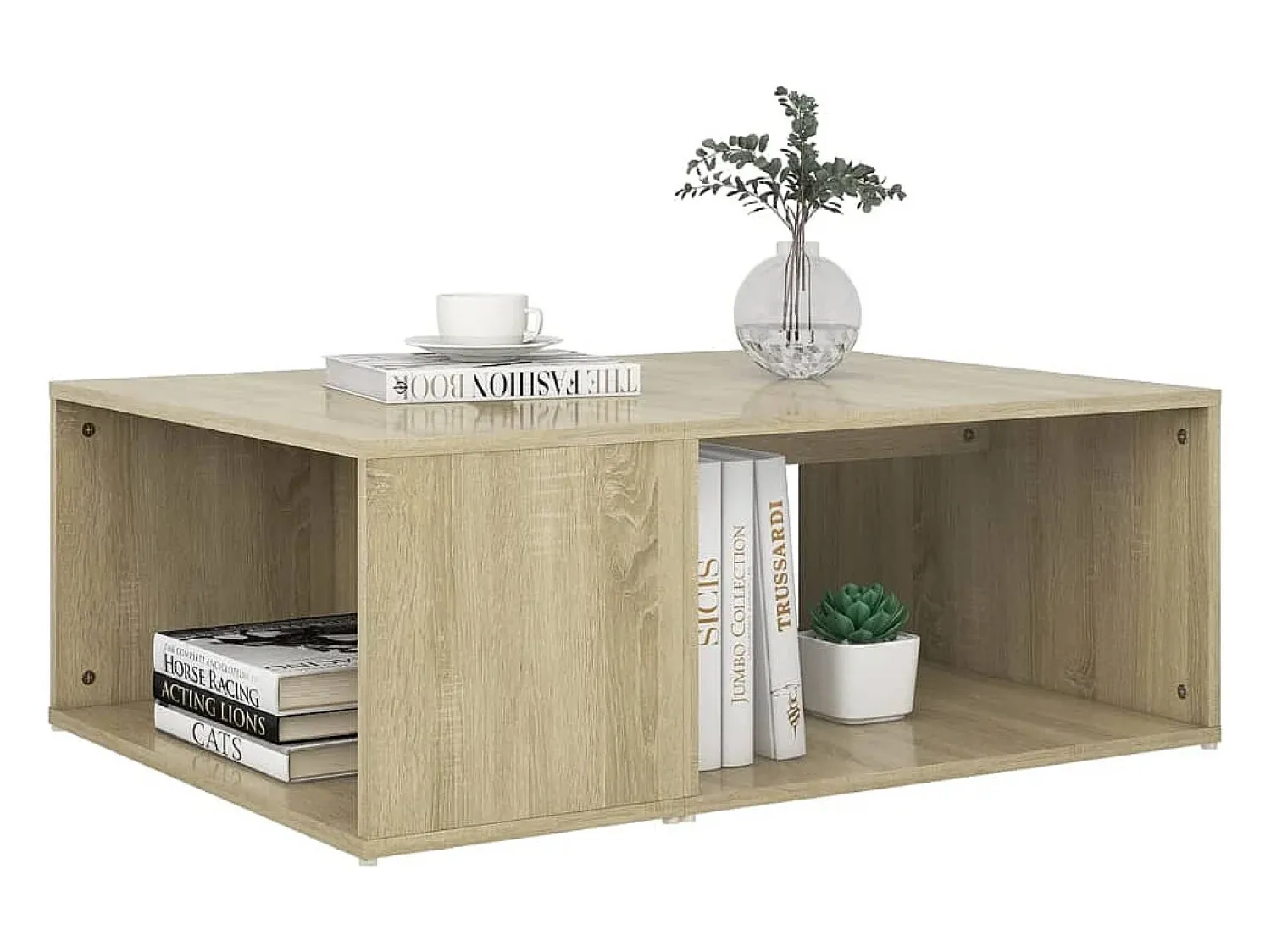 Mesa de centro | Mesa de apoio 90x67x33 cm derivados de madeira carvalho sonoma^ Mesa De Centro