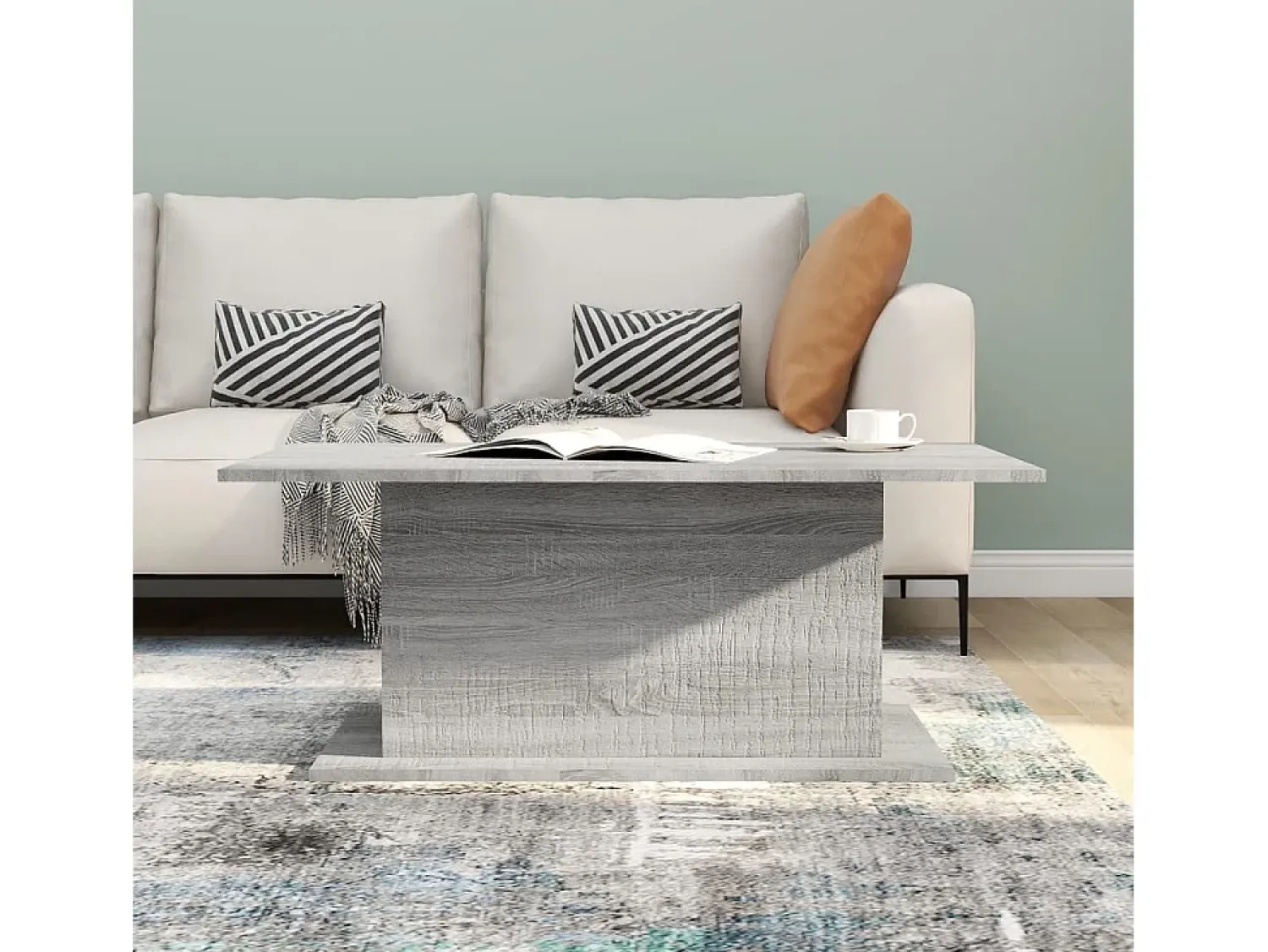Mesa De Centro* Mesa de centro | Mesa de apoio 102x55.5x40 cm derivados de madeira cinza sonoma Cinzento